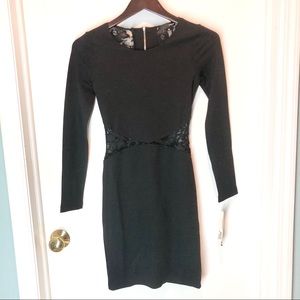 Black Long Sleeve Dress with Lace Details